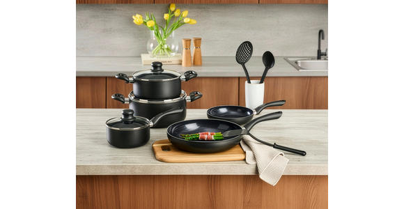 KOCHTOPFSET 8-teilig  - Transparent/Schwarz, Basics, Glas/Kunststoff - Homeware Profession.