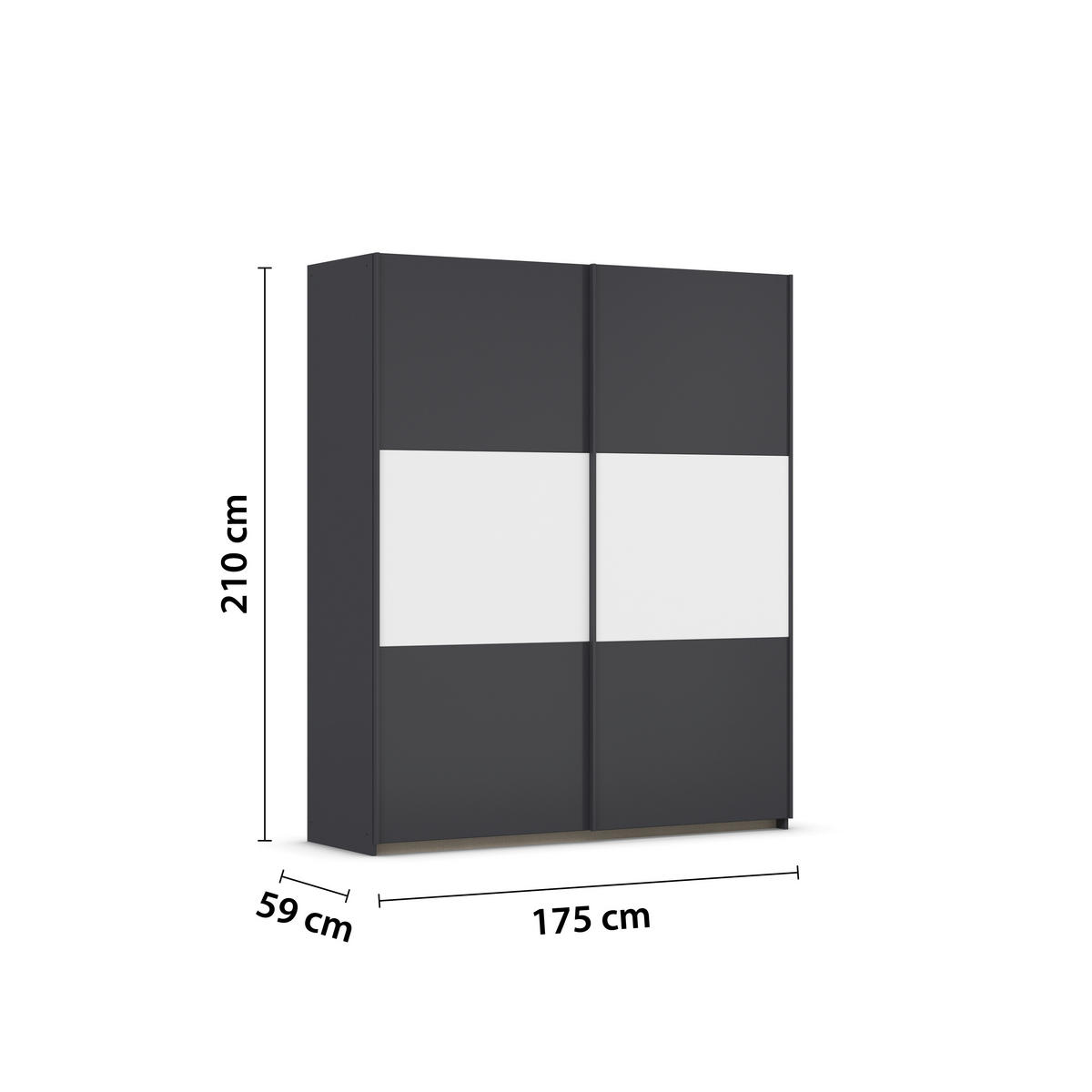 SCHWEBETÜRENSCHRANK in Grau, Weiss, Alufarben  - Weiss/Alufarben, Modern, Holzwerkstoff/Metall (175/210/59cm) - Rauch Möbel