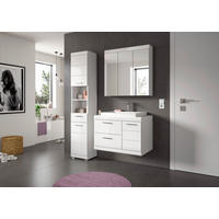 BADEZIMMER 4-teilig  in 132 cm  - Weiß Hochglanz/Silberfarben, Trend, Glas/Holzwerkstoff (132cm) - MID.YOU