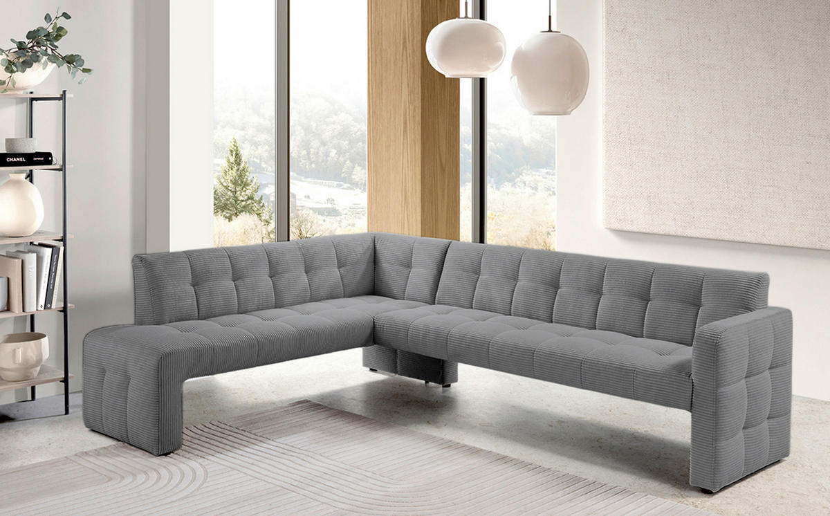 ECKBANK 265/197 cm  in Hellgrau  - Hellgrau/Schwarz, MODERN, Holz/Holzwerkstoff (265/197cm) - Livetastic