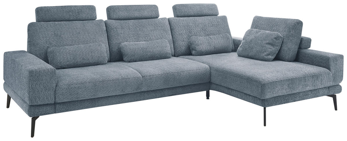 ECKSOFA Blau Chenille  - Blau/Schwarz, KONVENTIONELL, Textil/Metall (294/184cm) - SetOne by Musterring