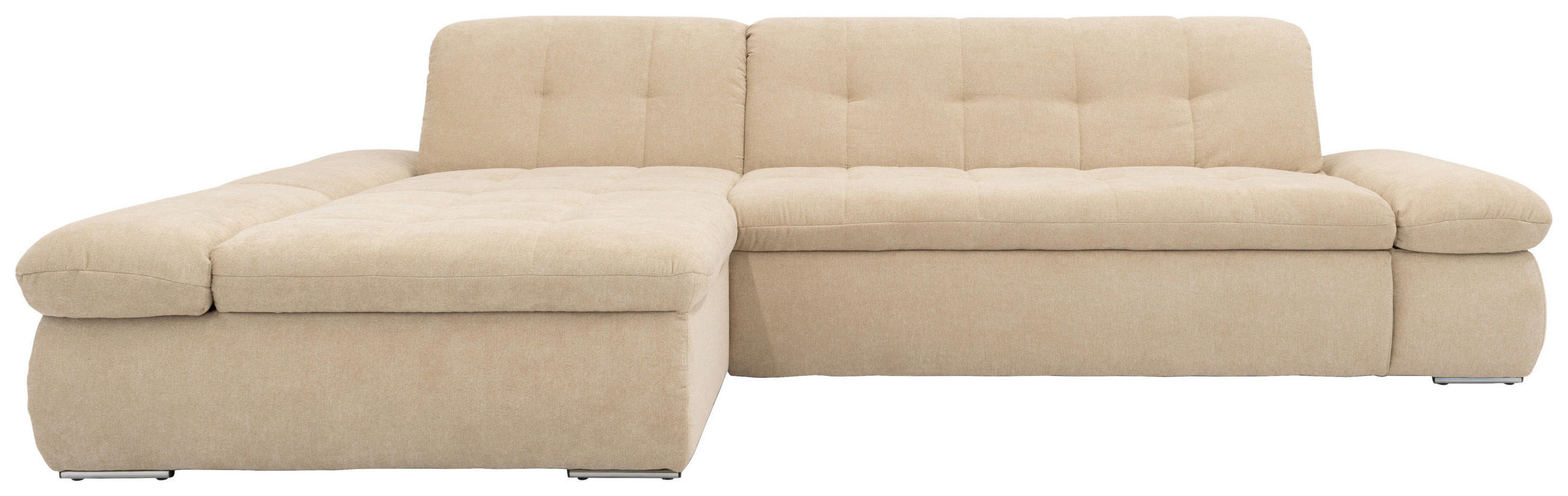 ECKSOFA Beige Mikrofaser  - Chromfarben/Beige, KONVENTIONELL, Textil/Metall (172/300cm) - MID.YOU