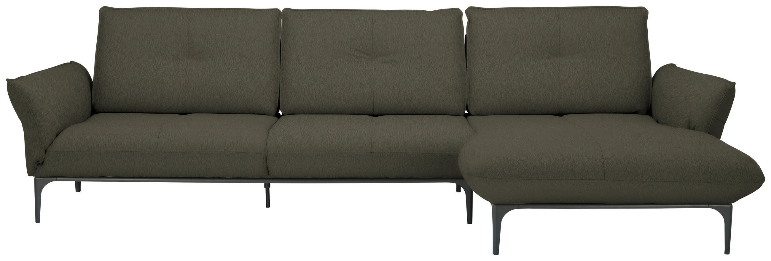 ECKSOFA in Echtleder Dunkelbraun  - Dunkelbraun/Schwarz, Design, Leder/Metall (319/182cm) - Valnatura