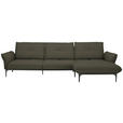 ECKSOFA Florenz in Echtleder Dunkelbraun  - Dunkelbraun/Schwarz, Design, Leder/Metall (319/182cm) - Valnatura