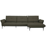 ECKSOFA Florenz in Echtleder Dunkelbraun  - Dunkelbraun/Schwarz, Design, Leder/Metall (319/182cm) - Valnatura
