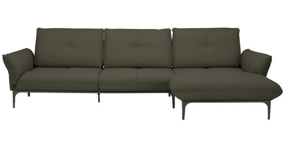 ECKSOFA Florenz in Echtleder Dunkelbraun  - Dunkelbraun/Schwarz, Design, Leder/Metall (319/182cm) - Valnatura