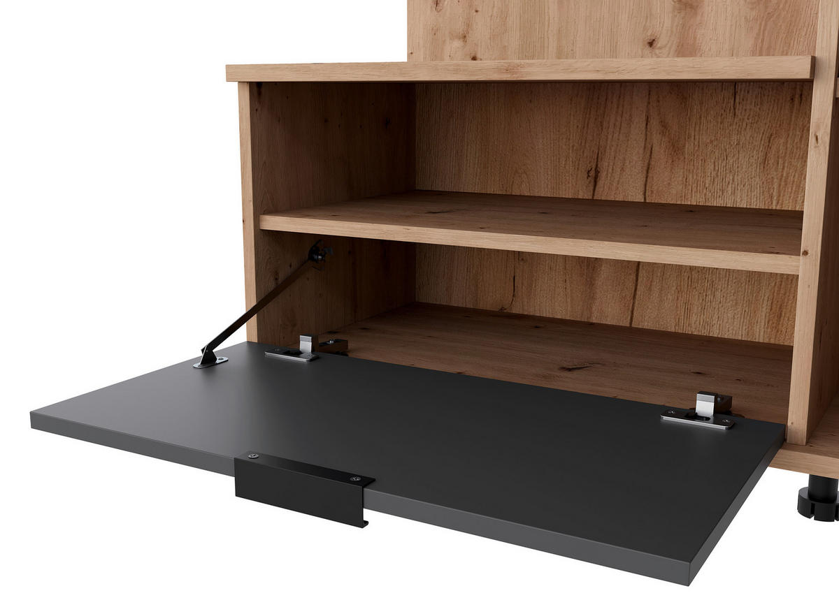 GARDEROBE  in 100/204/40 cm  - Graphitfarben/Eiche Artisan, Design, Glas/Holzwerkstoff (100/204/40cm) - home24