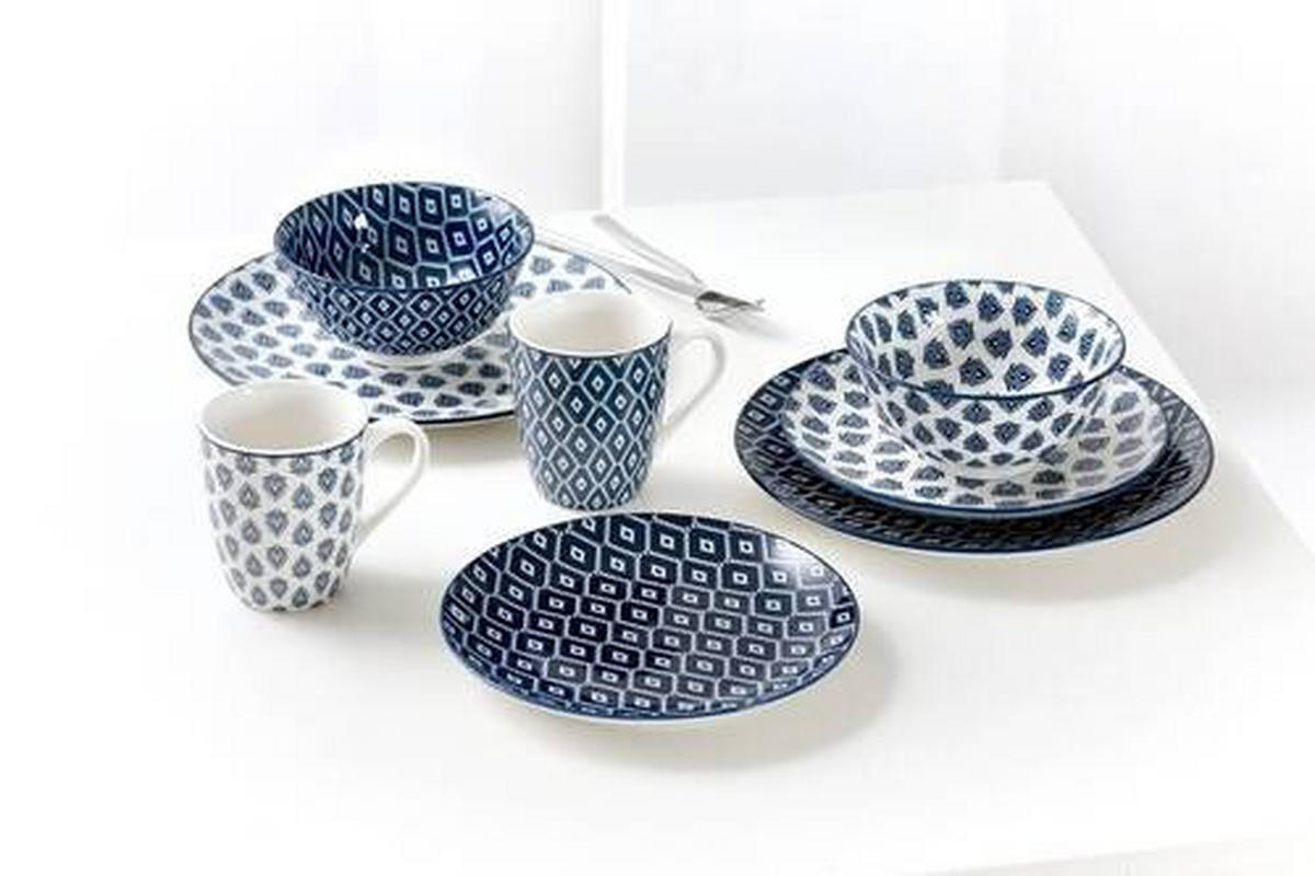 KOMBINOVANI SERVIS  Alva   16 delova     - bela/plava, Konvencionalno, keramika (28/24/28cm) - Ritzenhoff Breker