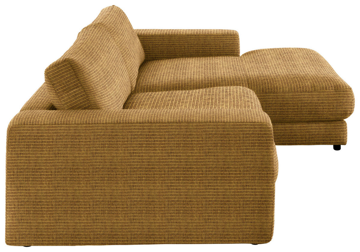 ECKSOFA in Chenille Hellgrün, Goldfarben  - Goldfarben/Schwarz, Design, Kunststoff/Textil (270/190cm) - Lomoco
