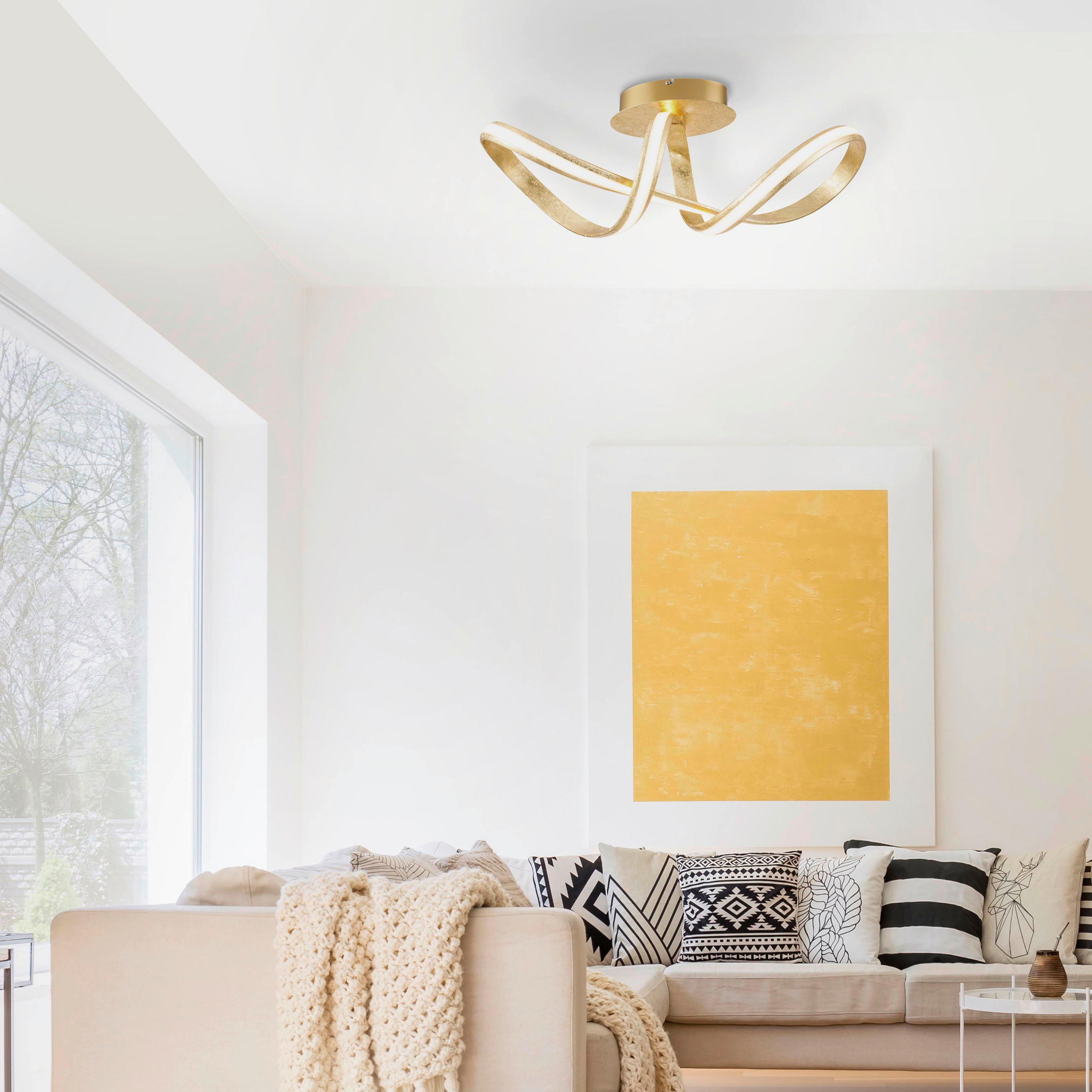 LED-DECKENLEUCHTE Melinda 64/24/24,5 cm - Goldfarben, Design, Kunststoff/Metall (64/24/24,5cm) - Paul Neuhaus
