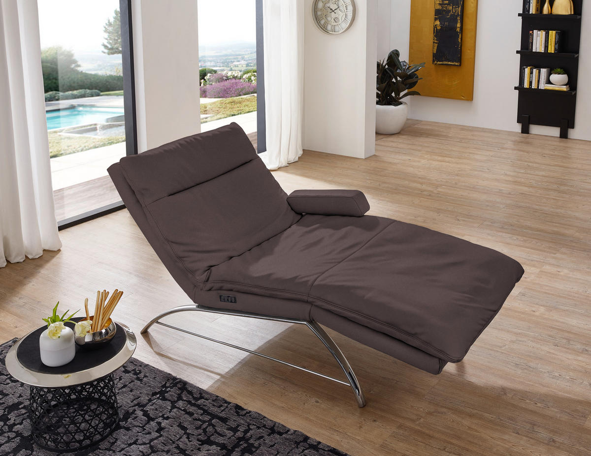 RELAXLIEGE in Echtleder Dunkelbraun  - Dunkelbraun/Alufarben, Basics, Leder (95/91/170cm) - Chilliano
