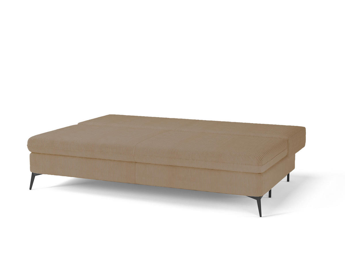 SCHLAFSOFA ROKSOLANA in Cord Hellbraun  - Hellbraun/Schwarz, Design, Textil/Metall (200/75/100cm) - MID.YOU