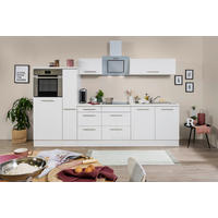 KÜCHENBLOCK 300 cm   Weiss  - Weiss/Edelstahlfarben, Konventionell, Holzwerkstoff/Metall (300cm) - Respekta