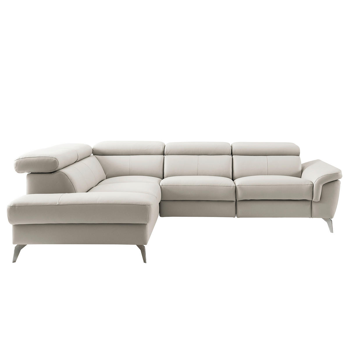 ECKSOFA  in Lederlook Echtleder Platinfarben  210/265 cm  - Platinfarben/Chromfarben, Design, Leder/Textil (210/265cm) - Livetastic