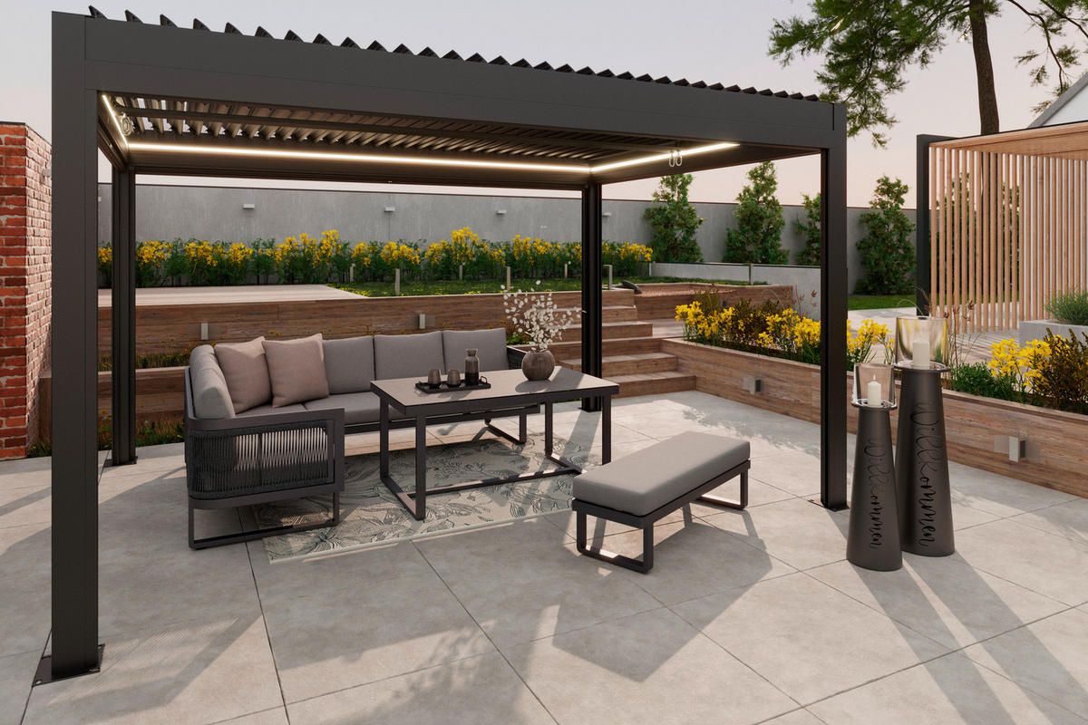 PAVILLON 299/231/299 cm   - Anthrazit, Design, Metall (299/231/299cm) - Amatio