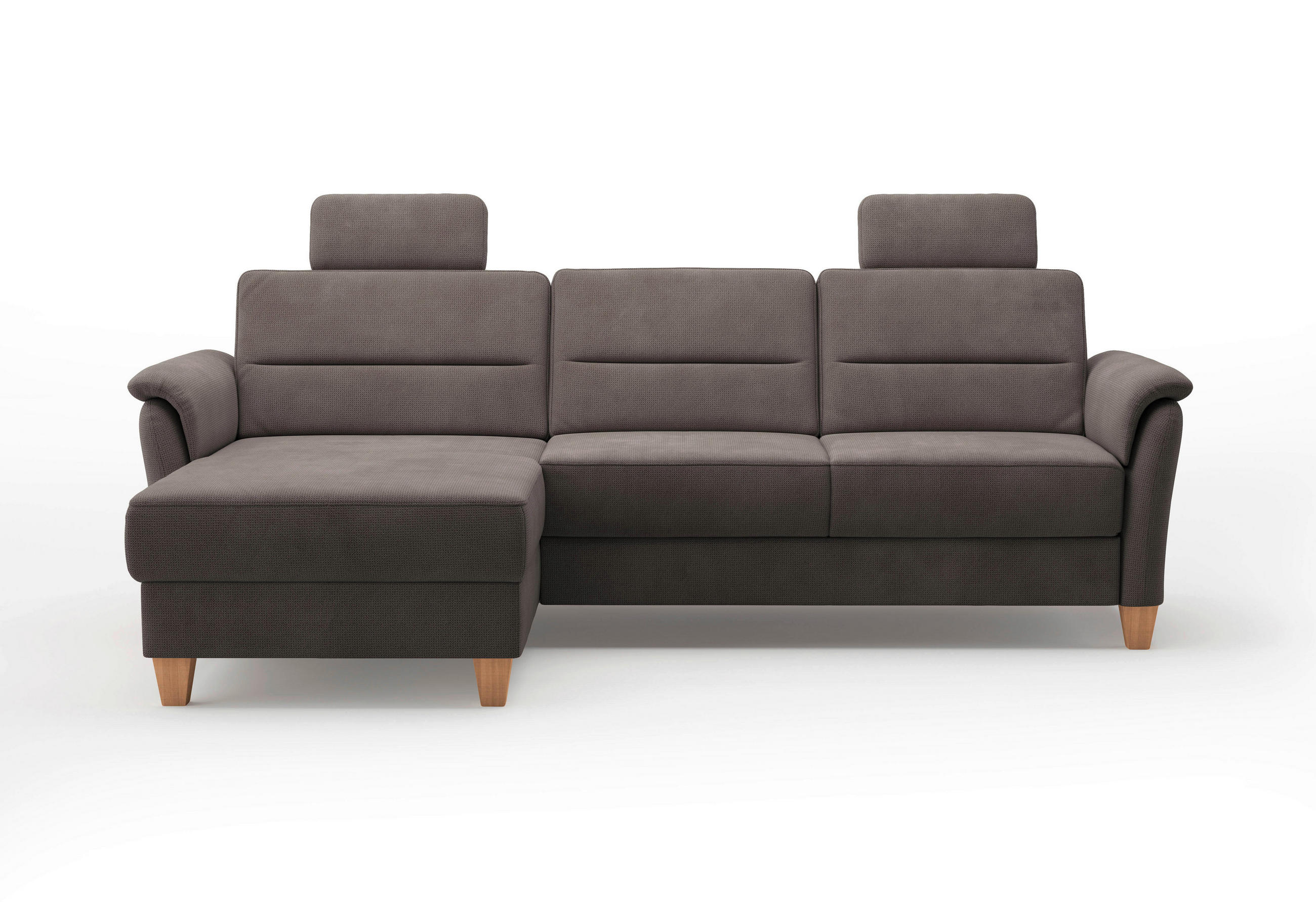 ECKSOFA PALMERA V Dunkelbraun Flachgewebe  - Eichefarben/Dunkelbraun, KONVENTIONELL, Holz/Textil (163/244cm) - Sit & More