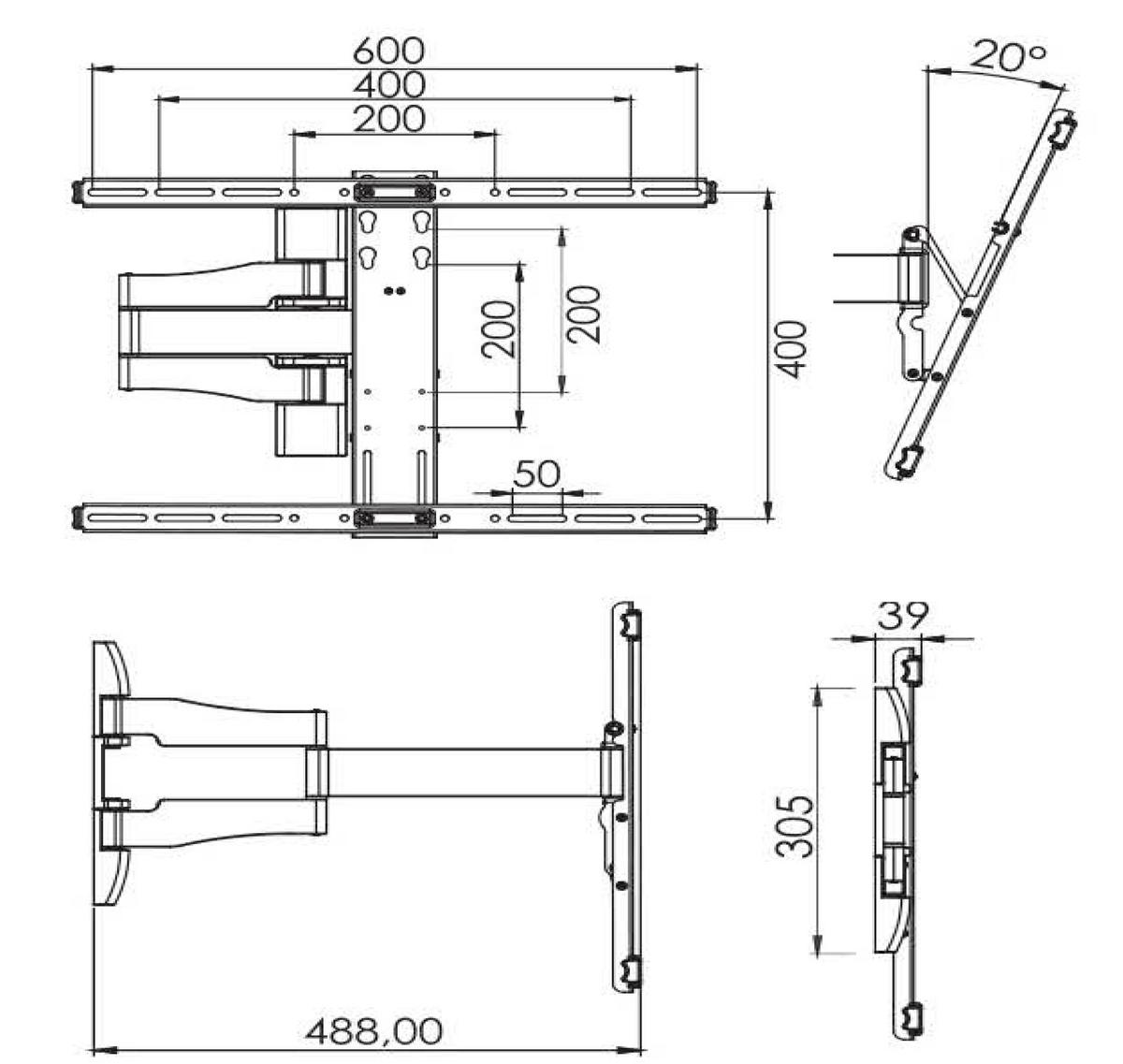 TV-WANDHALTER 70 Zoll  - Schwarz, KONVENTIONELL, Metall (62/42/49cm) - MID.YOU