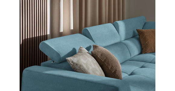 ECKSOFA in Feincord Türkis 284/205 cm - Türkis/Schwarz, Design, Kunststoff/Textil (284/205cm) - Xora