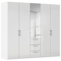 DREHTÜRENSCHRANK 251/223/61 cm,  in Weiß, Weiß Hochglanz, 5-türig  - Chromfarben/Edelstahlfarben, Basics, Glas/Holzwerkstoff (251/223/61cm) - Novel