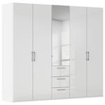 DREHTÜRENSCHRANK 251/223/61 cm,  in Weiß, Weiß Hochglanz, 5-türig  - Chromfarben/Edelstahlfarben, Basics, Glas/Holzwerkstoff (251/223/61cm) - Novel