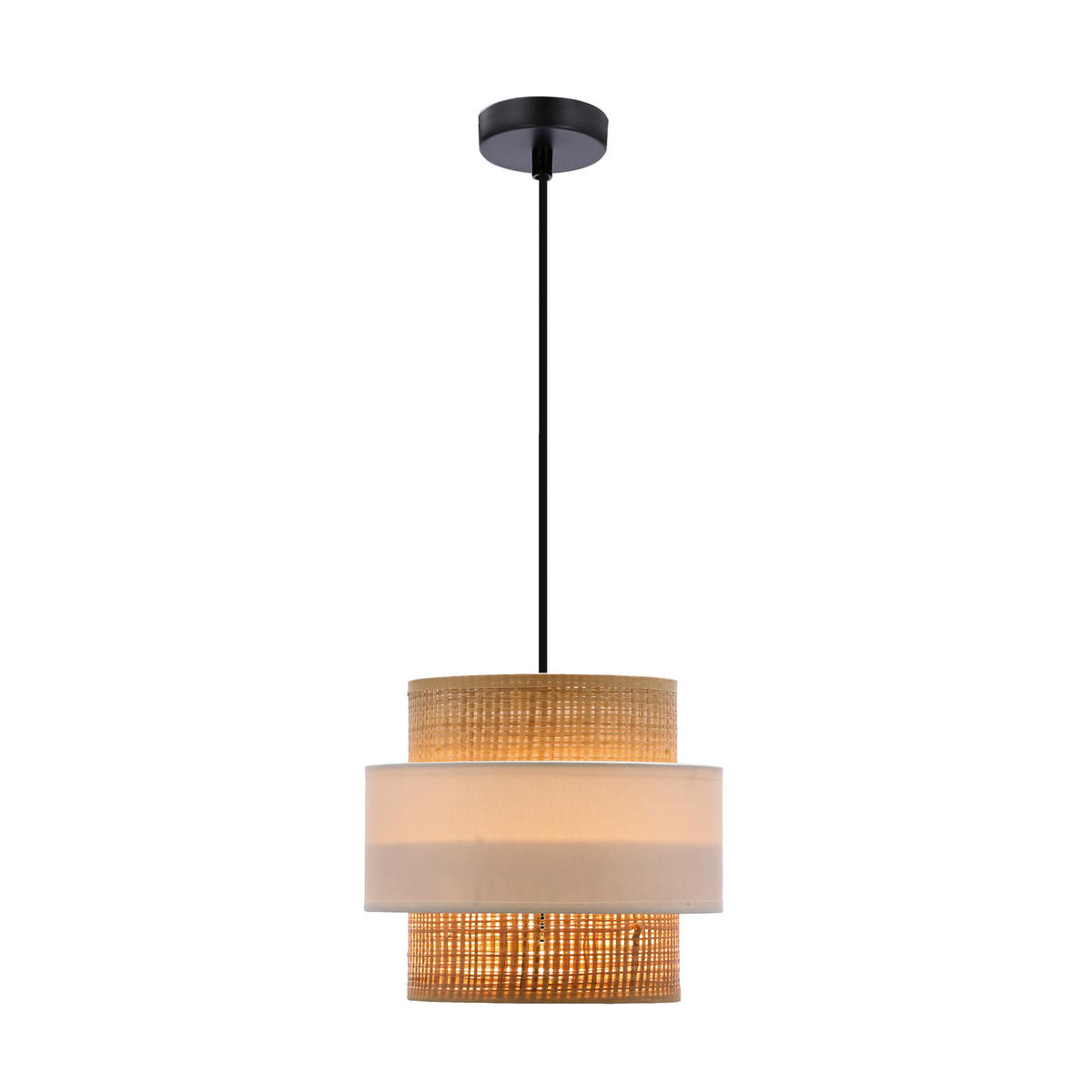 HÄNGELEUCHTE Rattan 20/100 cm   - Creme/Schwarz, Natur, Kunststoff/Metall (20/100cm)