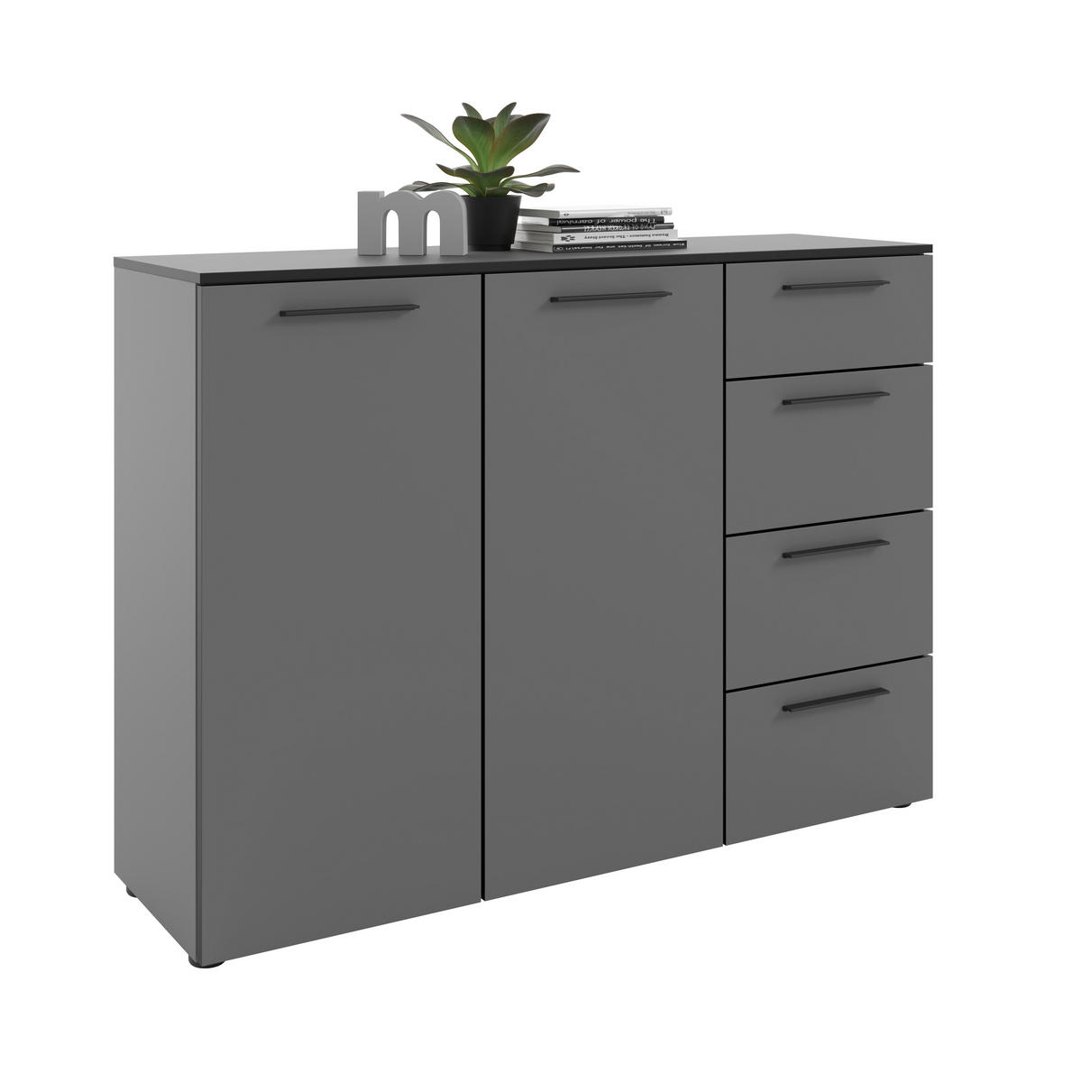SIDEBOARD Soul  in 135/99,8/40 cm  - Dunkelgrau/Schwarz, MODERN, Holzwerkstoff/Kunststoff (135/99,8/40cm)