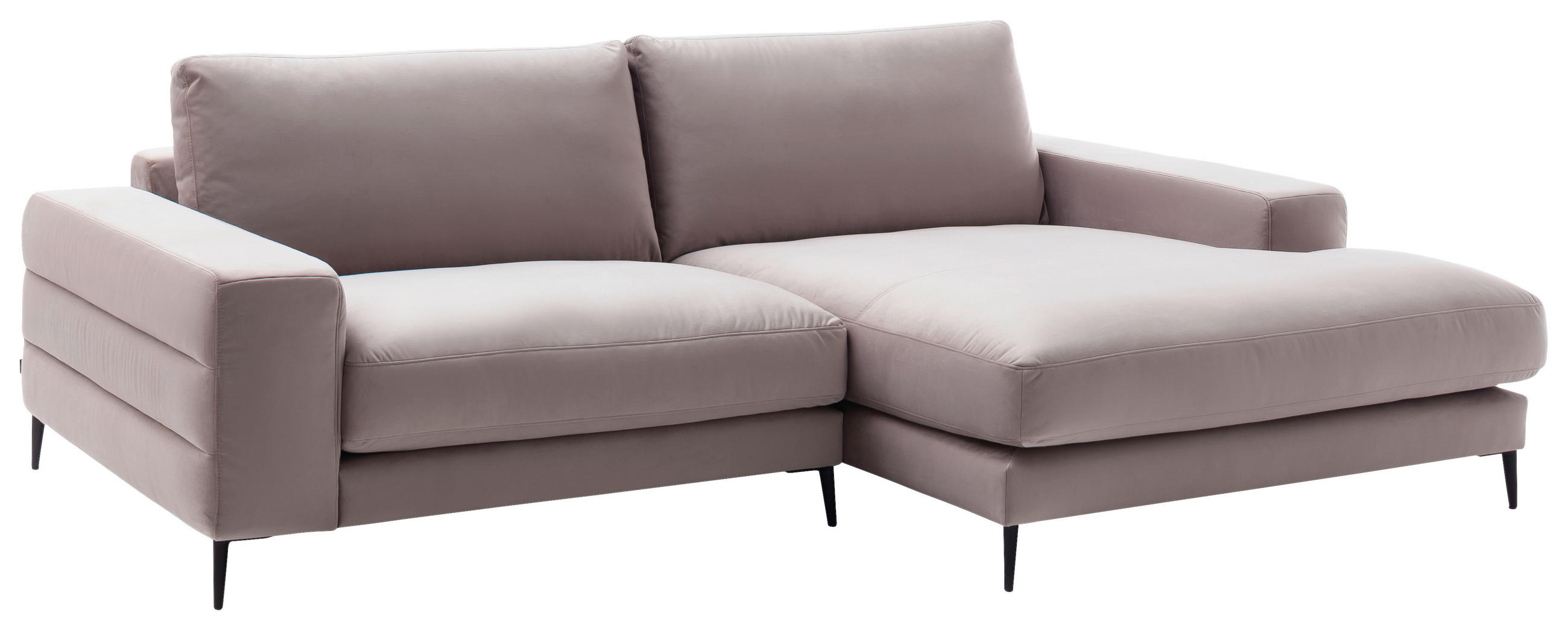ECKSOFA in Velours Rosa  - Schwarz/Rosa, Design, Textil/Metall (253/177cm) - Dieter Knoll