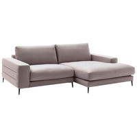 ECKSOFA in Velours Rosa  - Schwarz/Rosa, Design, Textil/Metall (253/177cm) - Dieter Knoll