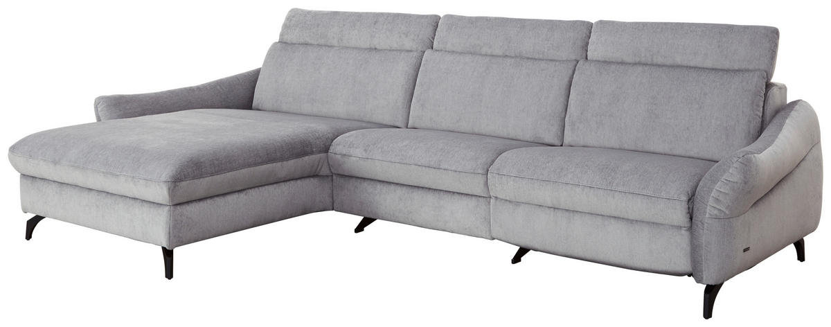 ECKSOFA in Chenille, Flachgewebe Hellgrau  - Anthrazit/Hellgrau, Design, Textil/Metall (179/306cm) - Himolla Komfortklass