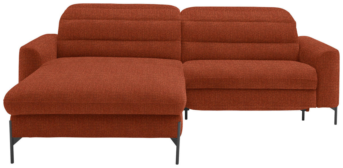 ECKSOFA  in Flachgewebe Rostfarben  191/252 cm  - Rostfarben/Schwarz, Design, Textil/Metall (191/252cm) - Dieter Knoll