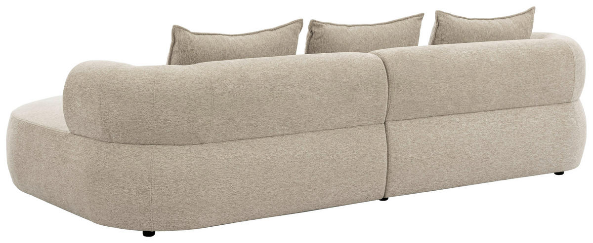 ECKSOFA in Chenille Beige  256/156 cm  - Beige/Schwarz, Design, Kunststoff/Textil (256/156cm) - Livetastic