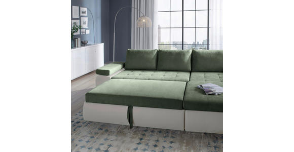 ECKSOFA  in Flachgewebe Weiß, Olivgrün  271/175 cm  - Weiß/Olivgrün, Design, Kunststoff/Textil (271/175cm) - Xora