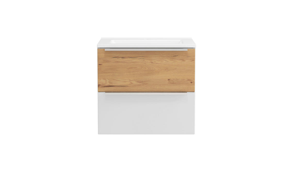 WASCHTISCHKOMBI  - Wildeiche/Edelstahlfarben, Trend, Holzwerkstoff/Stein (60/54/47cm) - Held