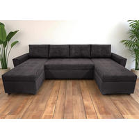 WOHNLANDSCHAFT TERMOLI Graubraun Cord  - Graubraun/Schwarz, Design, Kunststoff/Textil (155/296/155cm) - MID.YOU