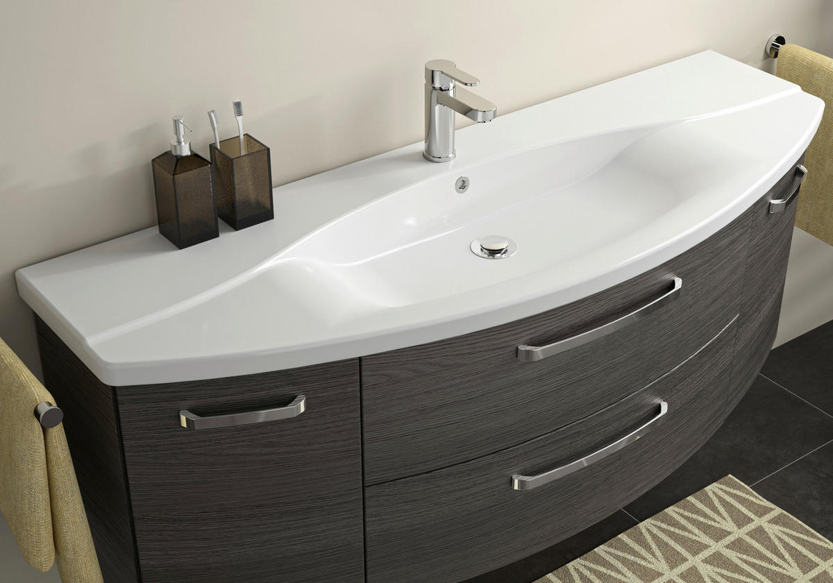 BADEZIMMER 3-teilig  in 144 cm  - Chromfarben/Graphitfarben, MODERN, Glas/Keramik (144cm) - Sadena
