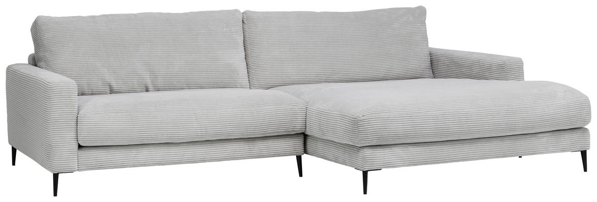 ECKSOFA in Cord Grau  - Grau, Design, Textil (272/190cm) - Lomoco