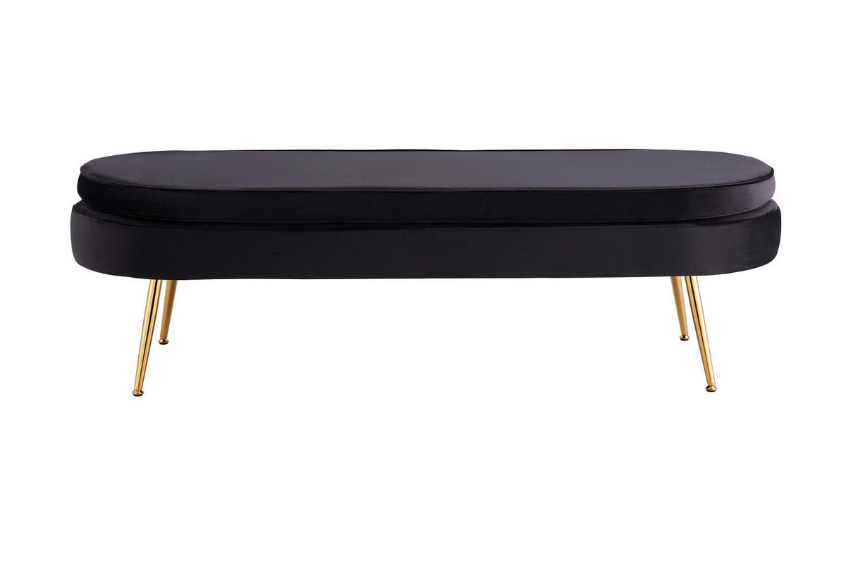 HOCKER in Textil Schwarz  - Goldfarben/Schwarz, MODERN, Textil/Metall (142/41/45cm) - Livetastic