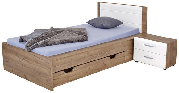 Bett Avensis New 90x200 Krafteiche Dunkel/Weiß - Eichefarben/Weiß, KONVENTIONELL, Holzwerkstoff (90/200cm) - Luca Bessoni