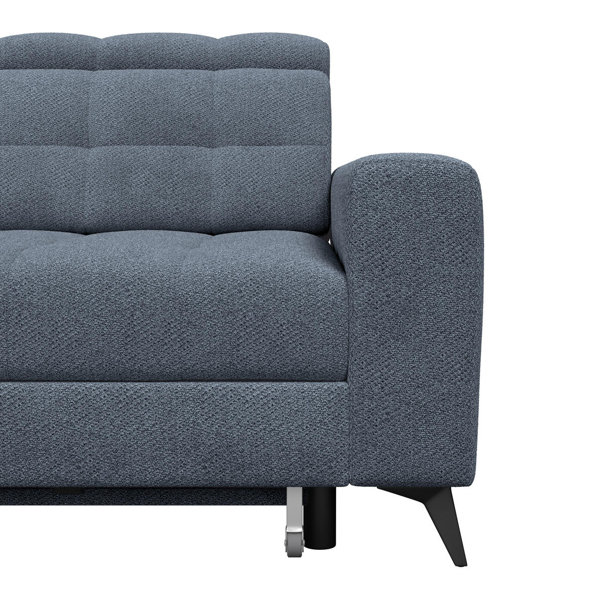 ECKSOFA BARLETTA NEW Blau Velours Bettkasten, Kopfteilverstellung, Sitztiefenverstellung, Liegefläche im Originalstoff  - Blau/Schwarz, ROMANTIK / LANDHAUS, Textil/Metall (228/289cm) - MID.YOU