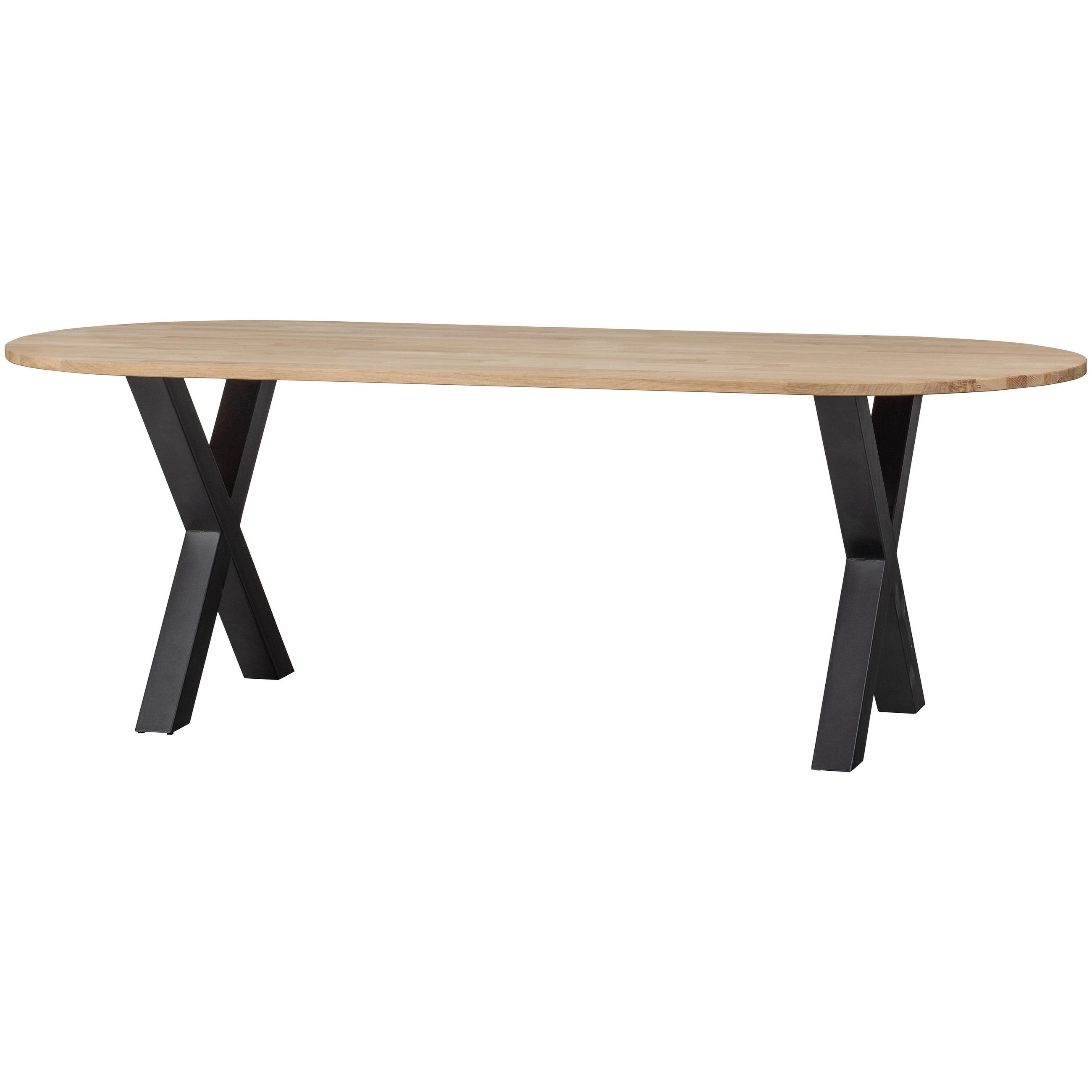 ESSTISCH Eiche oval Eichefarben  - Eichefarben/Schwarz, Design, Holz/Metall (220/90/75cm) - Livetastic