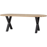 ESSTISCH Eiche oval Eichefarben  - Eichefarben/Schwarz, Design, Holz/Metall (220/90/75cm) - Livetastic