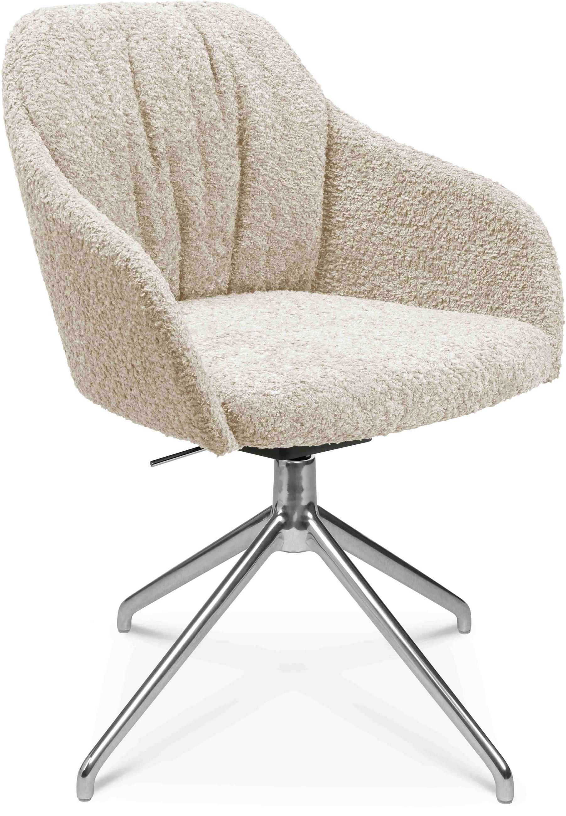 ARMLEHNSTUHL  in Aluminium Bouclé  - Creme/Alufarben, Design, Textil/Metall (58/81,5-84,5/60cm) - Johann Jakob
