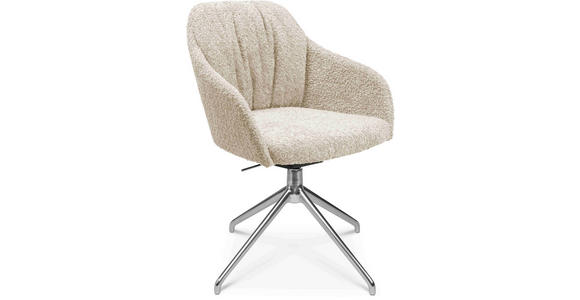 ARMLEHNSTUHL  in Aluminium Bouclé  - Creme/Alufarben, Design, Textil/Metall (58/81,5-84,5/60cm) - Johann Jakob