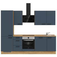 KÜCHENLEERBLOCK 270 cm   in Blau, Eichefarben  - Blau/Eichefarben, MODERN, Holzwerkstoff/Metall (270cm) - Nobilia