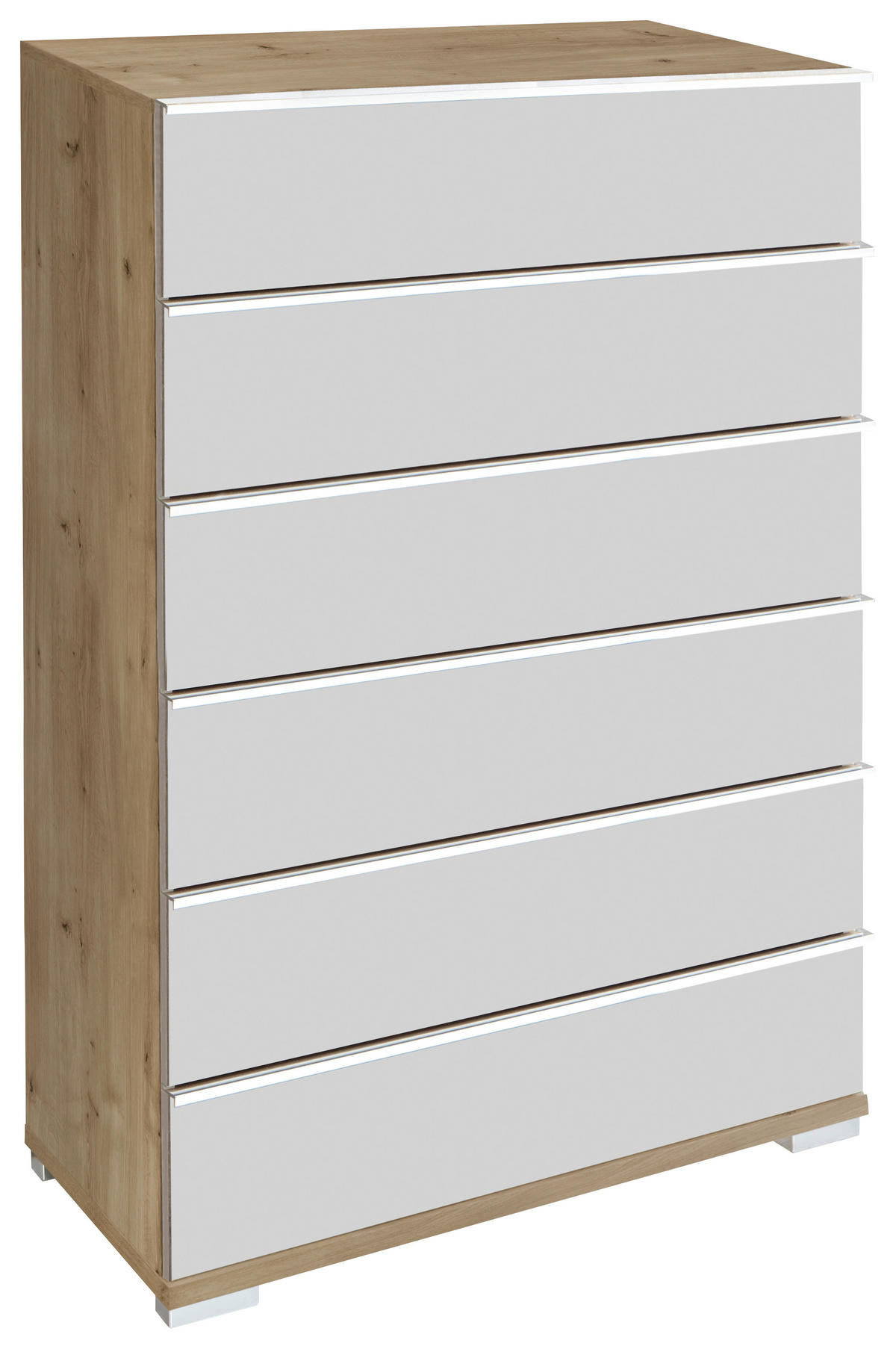 HIGHBOARD  in 75/120/42 cm  - Chromfarben/Eiche Bianco, Basics, Glas/Holzwerkstoff (75/120/42cm) - Venda