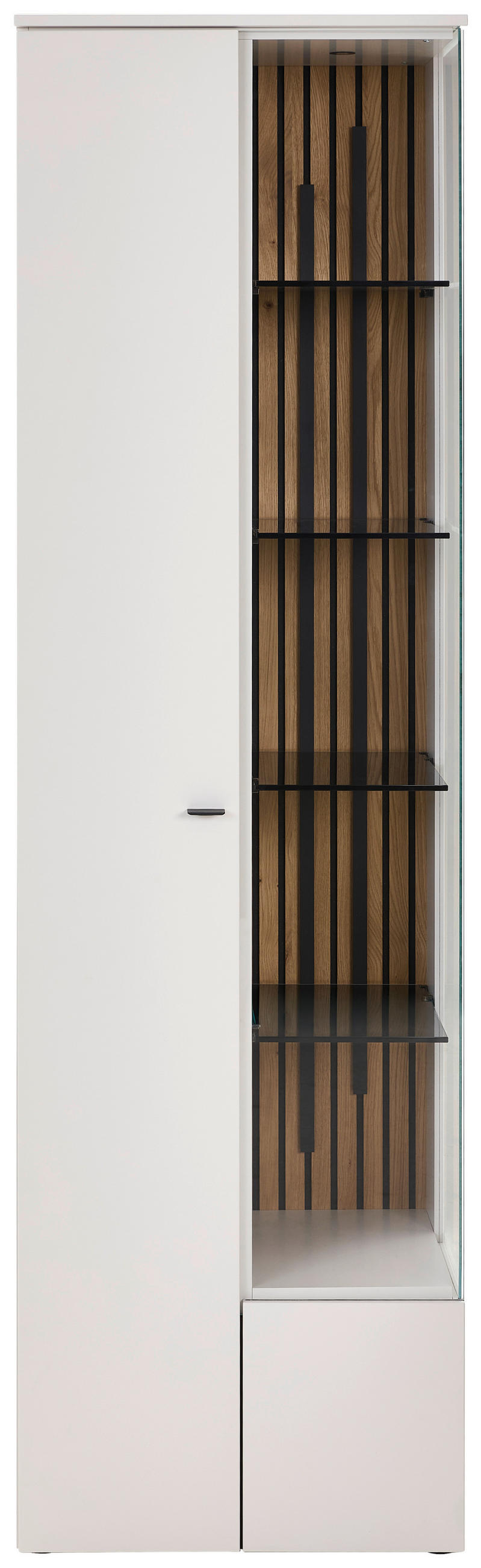 VITRINE  in Eiche Weiß  - Anthrazit/Weiß, Design, Glas/Holz (60/208/43cm) - Venjakob