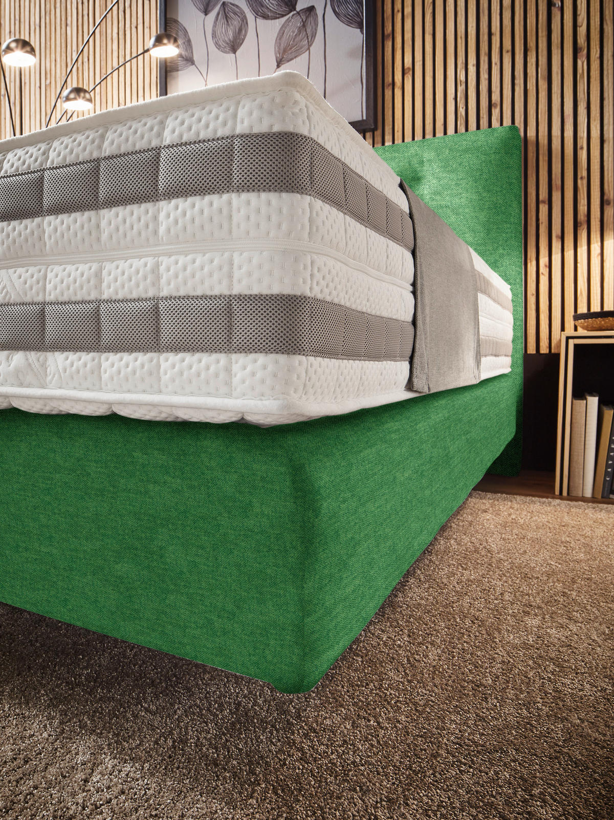 BOXSPRINGBETT 160/200 cm  in Grün  - Grün, KONVENTIONELL, Holz/Textil (160/200cm) - Dieter Knoll