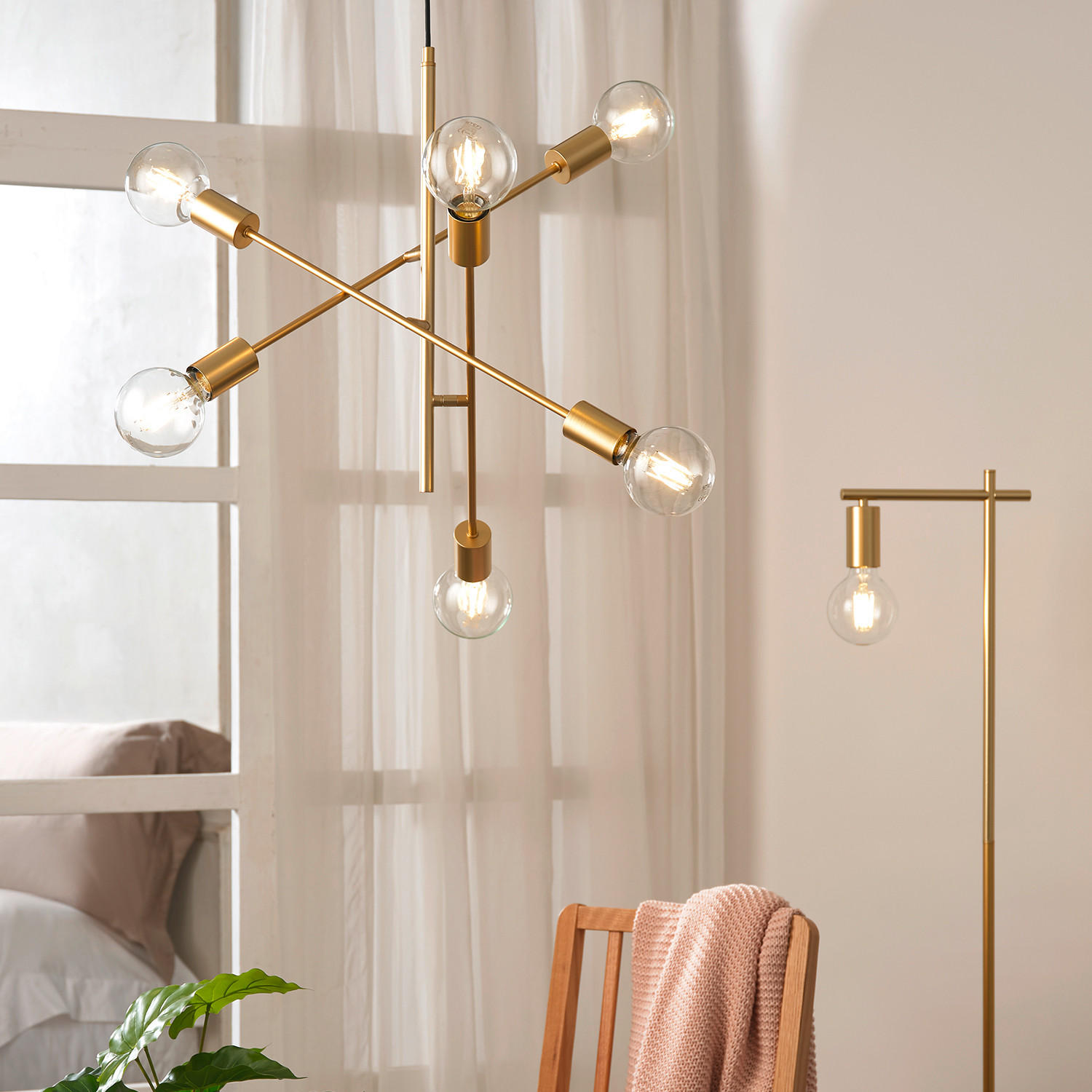 HÄNGELEUCHTE 5098 CROSS 100/100/100 cm - Goldfarben, KONVENTIONELL, Metall (100/100/100cm)