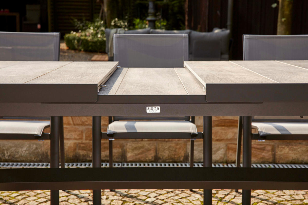 GARTENTISCH 160-200/90/77 cm Metall rechteckig  - Graubraun/Anthrazit, Basics, Keramik/Metall (160-200/90/77cm) - Siena Garden