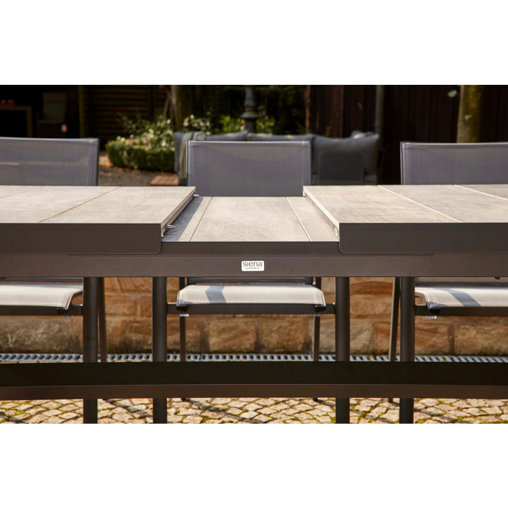 Thumbnail - Siena Garden Gartentisch, Anthrazit, Graubraun, Metall, rechteckig, X-Form, eckig, 90x77x160-200 cm, ausziehbar, UV-best...